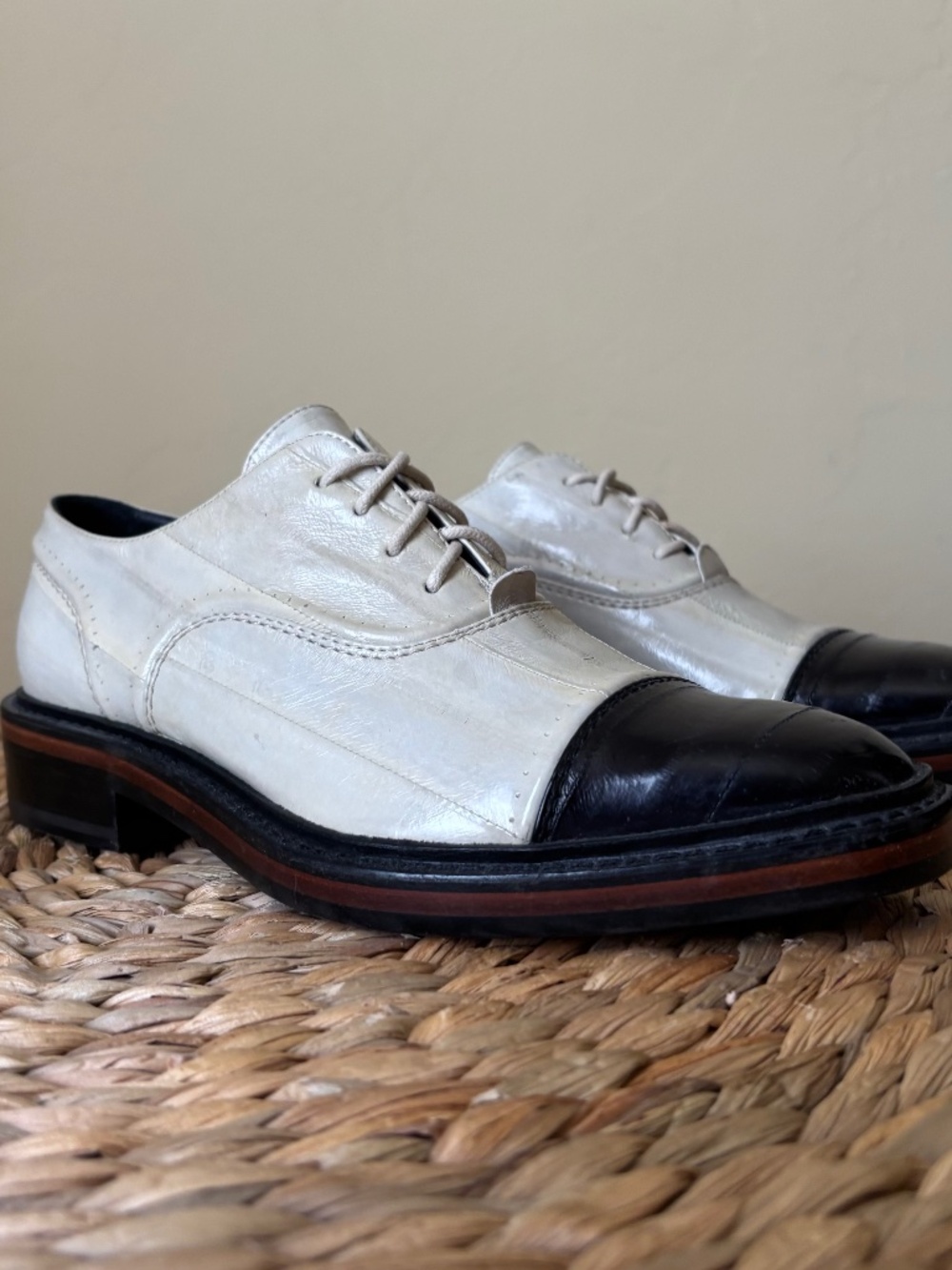 LANVIN Wingtip Oxford EEL LEATHER 37 / 7 US ITALY Vero Cuoio Ann Demeulemeester